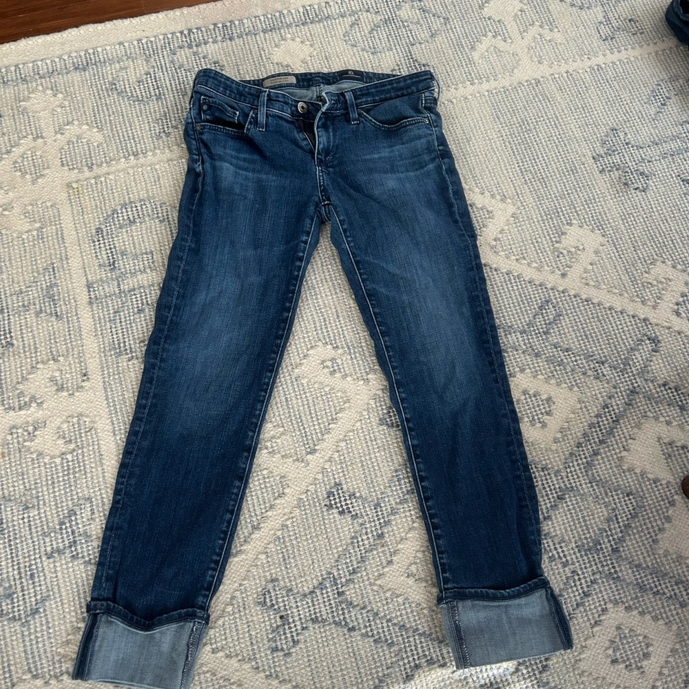 AG Adriano Goldschmied Stevie Dark Blue Cropped Jeans
